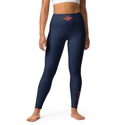 The FLYTE Brand Navy Yoga Leggings (Navy w/Orange logo)