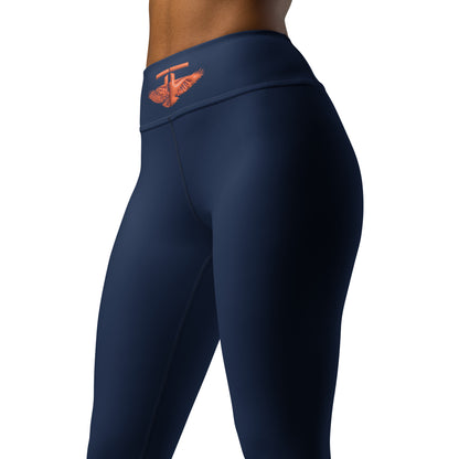 The FLYTE Brand Navy Yoga Leggings (Navy w/Orange logo)