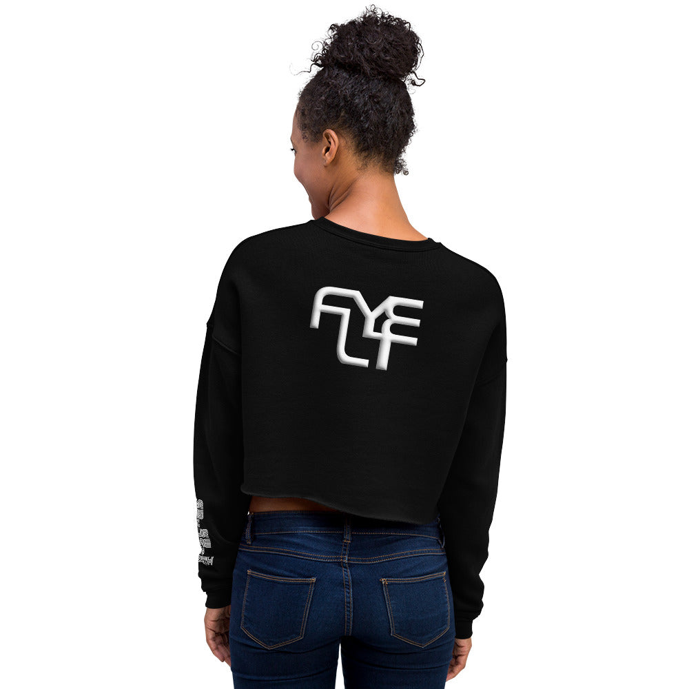The FLYTE Brand Women's Crop Sweatshirt (Black w/White logo)