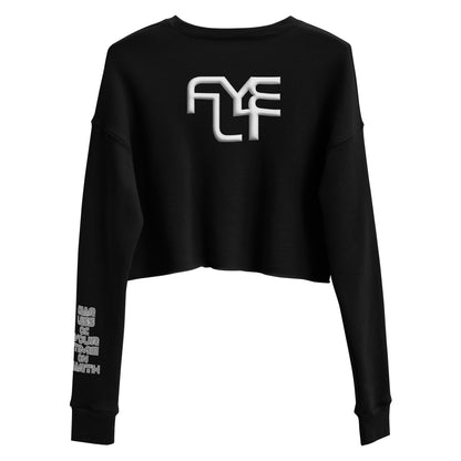The FLYTE Brand Women's Crop Sweatshirt (Black w/White logo)