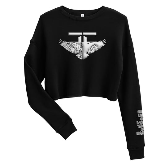 The FLYTE Brand Women's Crop Sweatshirt (Black w/White logo)