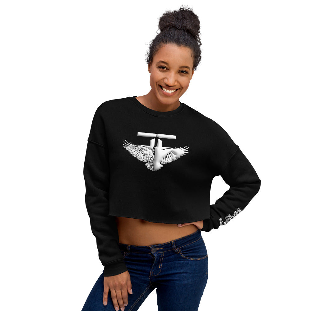The FLYTE Brand Women's Crop Sweatshirt (Black w/White logo)