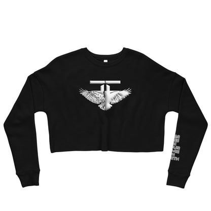 The FLYTE Brand Women's Crop Sweatshirt (Black w/White logo)